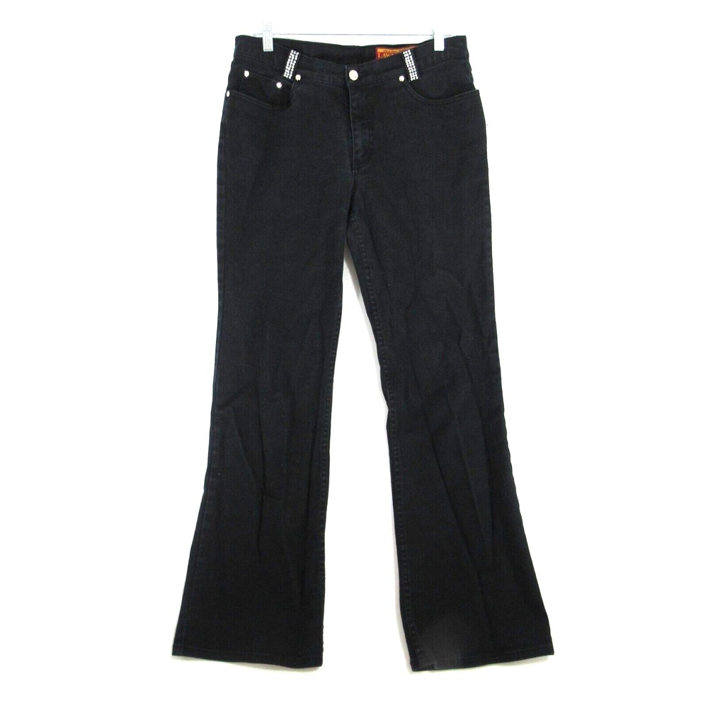 Lawman Western Slim Fit Womens Jeans Rhinestone Studded Pockets Black Size 11‎